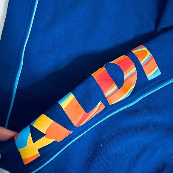 Aldi Gear Unisex Striped Rainbow Logo Two Piece CrewnSweatshirt Jogger Pants Set - Picture 8 of 10